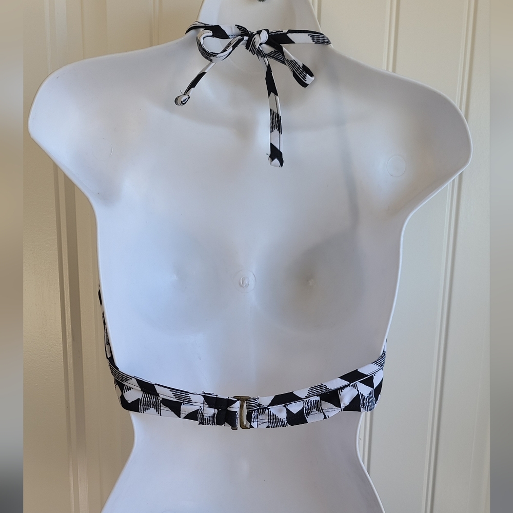 Bikini Top Black & White Padded Push-up  M - Picture 2 of 4
